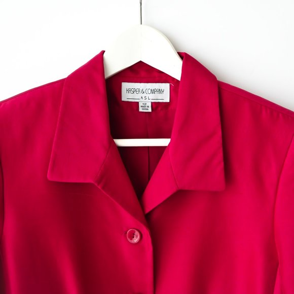 KASPER & COMPANY ASL Burgundy Silk Long Sleeve Jacket - Size 12 - Picture 4 of 8